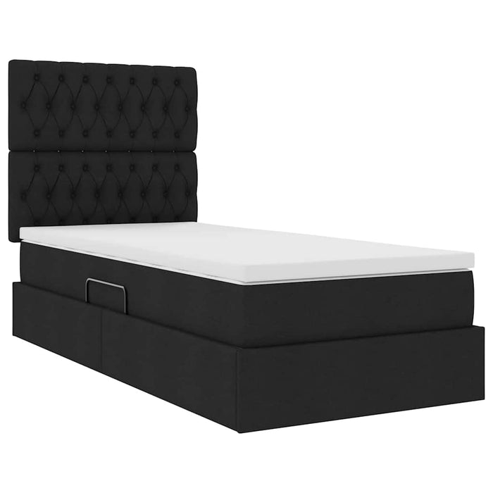 Pat cu saltea și LED cu saltea Negru 100 x 200 cm Poliester - WALTI WALTI