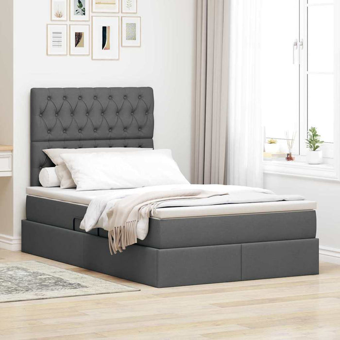 Pat cu lumini cu bandă LED Gri închis 120 x 200 cm țesătură - WALTI WALTI