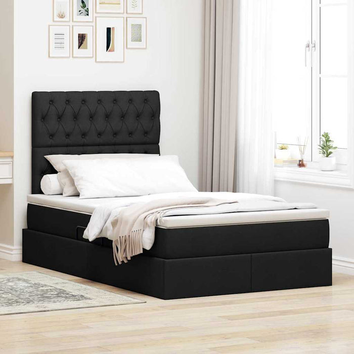 Pat cu lumini cu bandă LED Negru 120 x 200 cm țesătură - WALTI WALTI