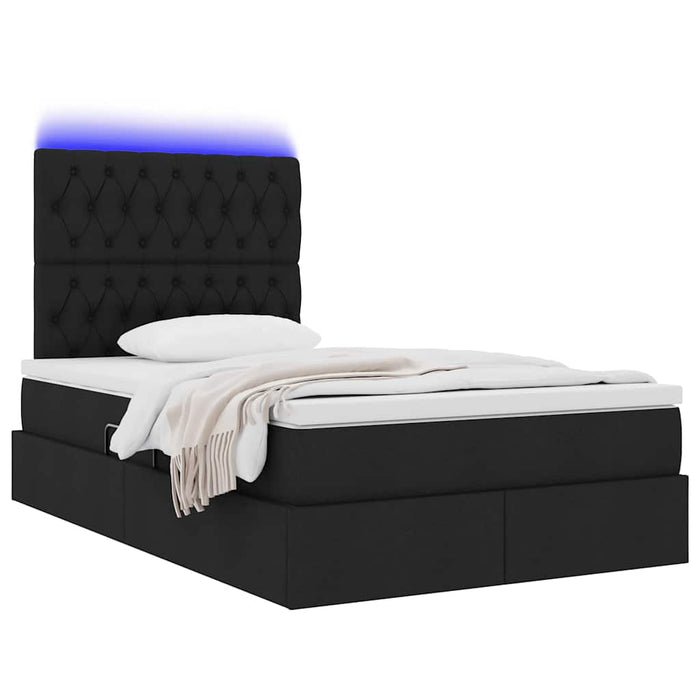 Pat cu lumini cu bandă LED Negru 120 x 200 cm țesătură - WALTI WALTI