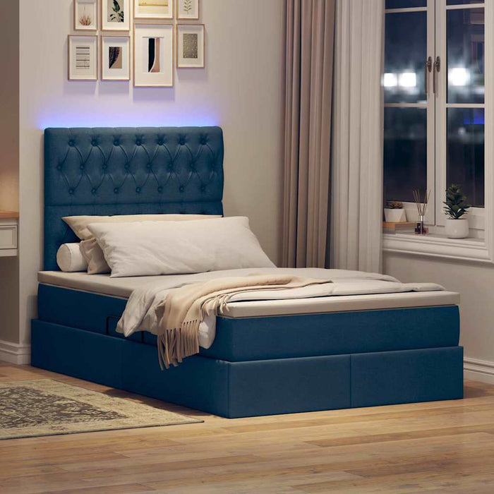 Pat cu lumini cu bandă LED albastru 120 x 200 cm țesătură - WALTI WALTI