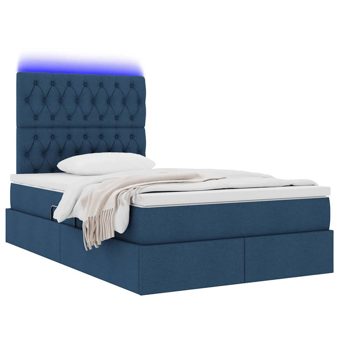 Pat cu lumini cu bandă LED albastru 120 x 200 cm țesătură - WALTI WALTI