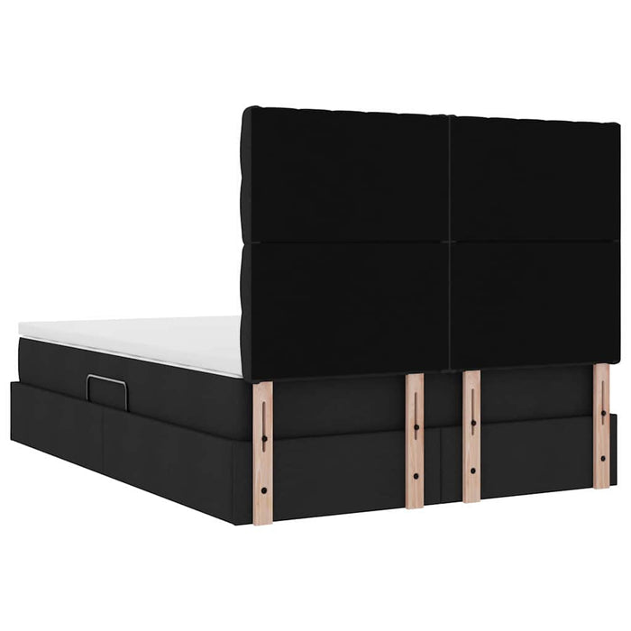 Pat cu lumini cu bandă LED Negru 140 x 190 cm țesătură - WALTI WALTI