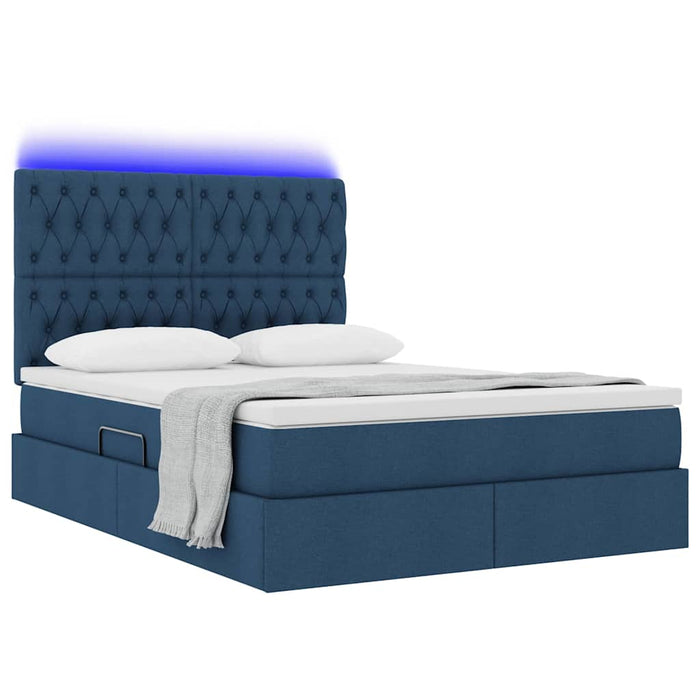 Pat cu saltea și LED cu saltea albastru 140 x 190 cm Poliester - WALTI WALTI