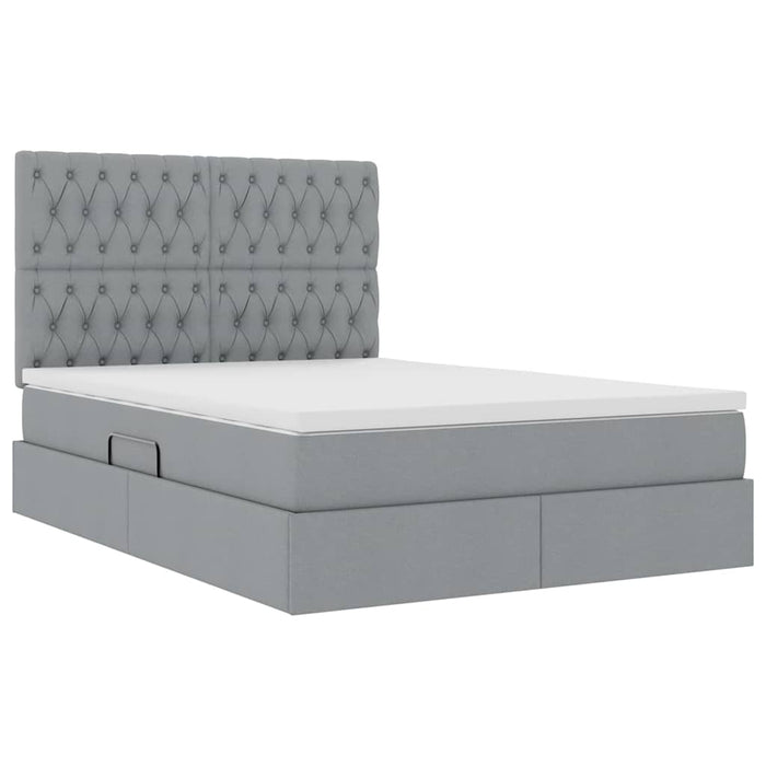 Pat cu lumini cu bandă LED Gri deschis 140 x 200 cm țesătură - WALTI WALTI