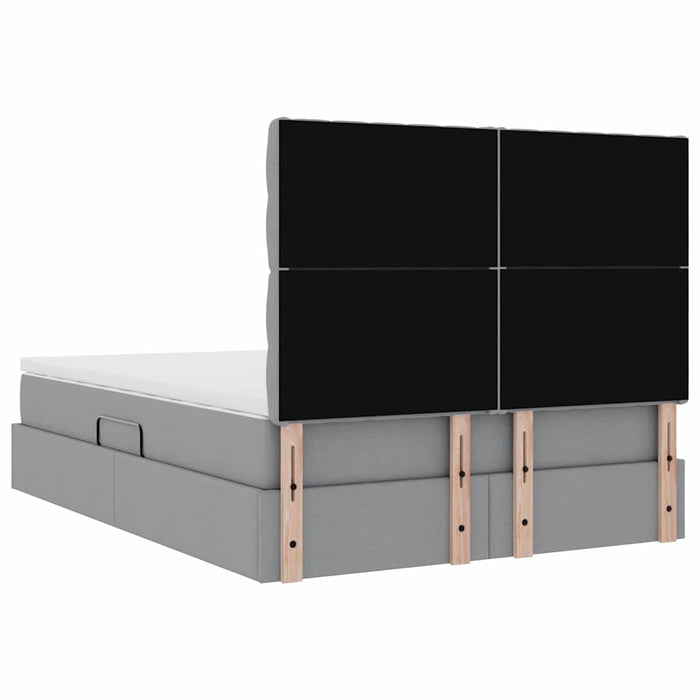 Pat cu lumini cu bandă LED Gri deschis 140 x 200 cm țesătură - WALTI WALTI