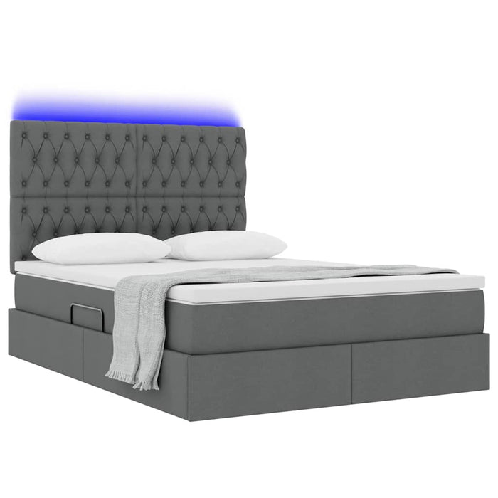 Pat cu lumini cu bandă LED Gri închis 140 x 200 cm țesătură - WALTI WALTI