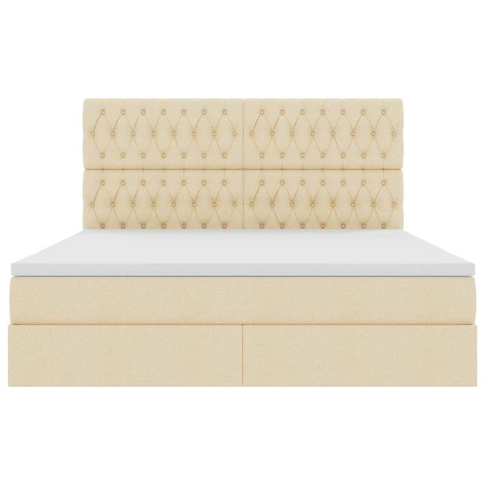 Pat cu lumini cu bandă LED Creme 160 x 200 cm țesătură - WALTI WALTI