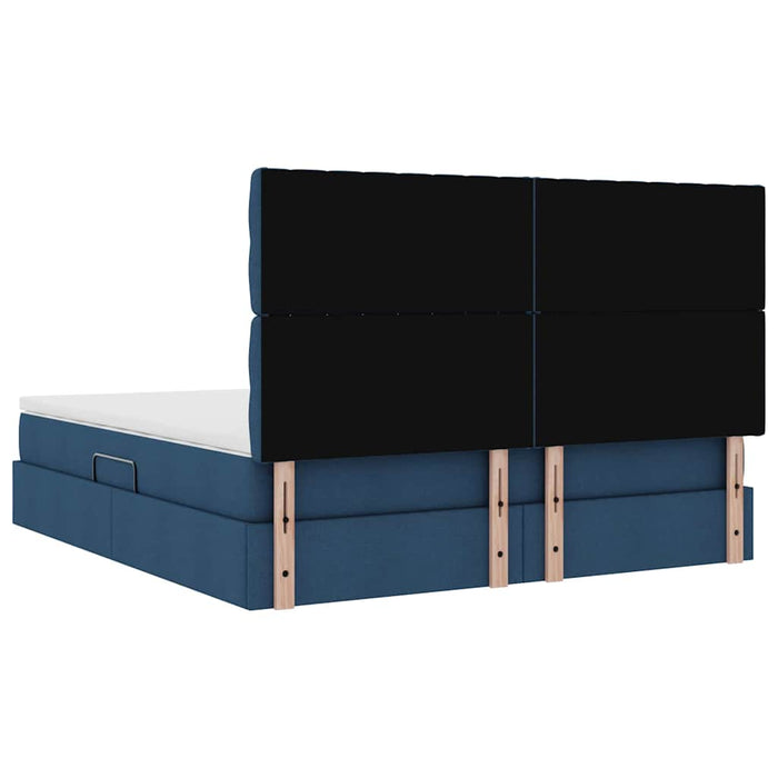 Pat cu lumini cu bandă LED albastru 160 x 200 cm țesătură - WALTI WALTI