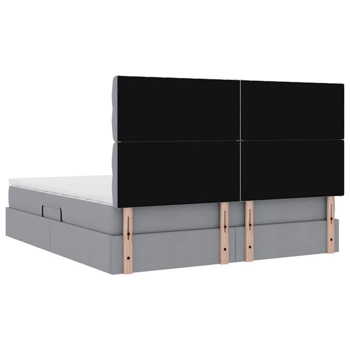 Pat cu lumini cu bandă LED Gri deschis 180 x 200 cm țesătură - WALTI WALTI