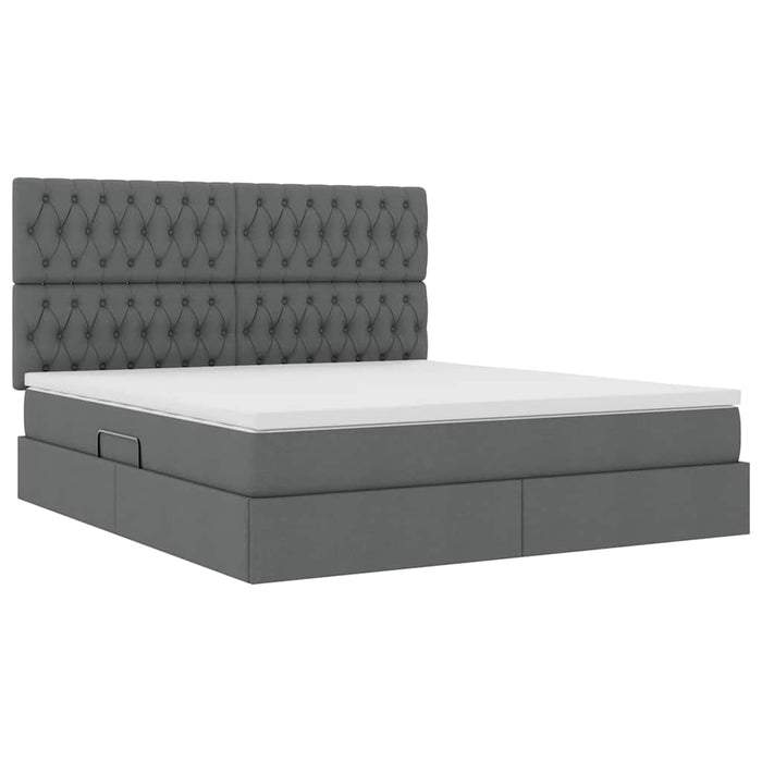 Pat cu lumini cu bandă LED Gri închis 180 x 200 cm țesătură - WALTI WALTI
