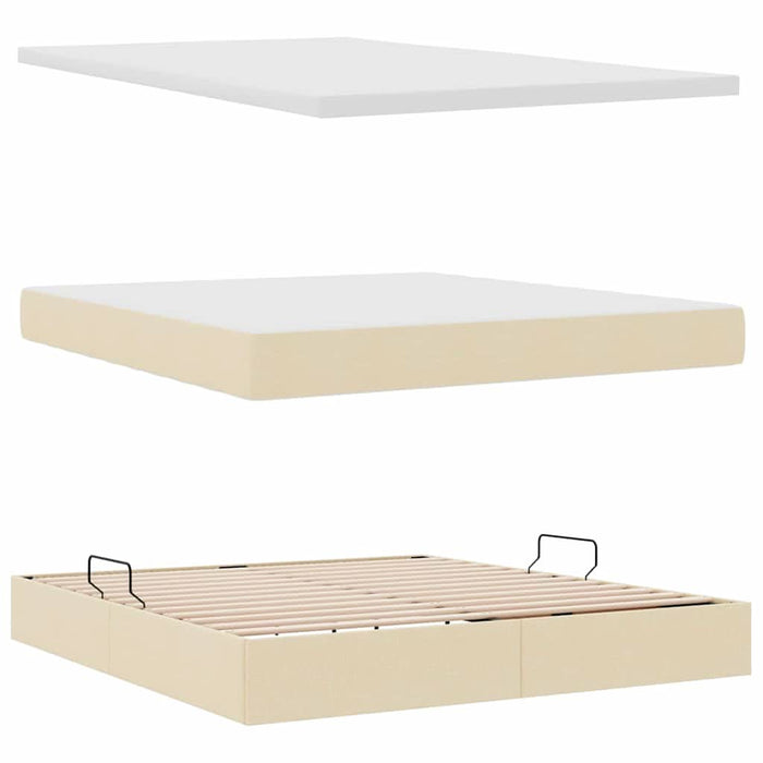 Pat cu lumini cu bandă LED Creme 180 x 200 cm țesătură - WALTI WALTI