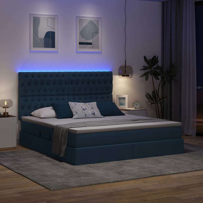 Pat cu saltea și LED cu saltea albastru 180 x 200 cm Poliester - WALTI WALTI
