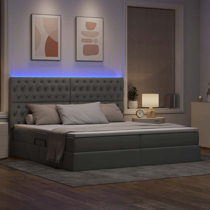 Pat cu lumini cu bandă LED Gri deschis 200 x 200 cm țesătură - WALTI WALTI