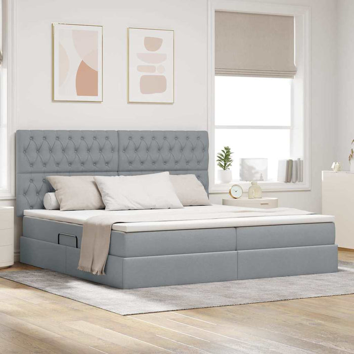 Pat cu lumini cu bandă LED Gri deschis 200 x 200 cm țesătură - WALTI WALTI