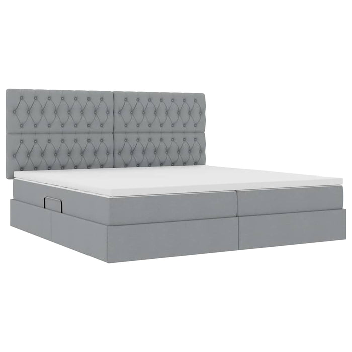 Pat cu lumini cu bandă LED Gri deschis 200 x 200 cm țesătură - WALTI WALTI