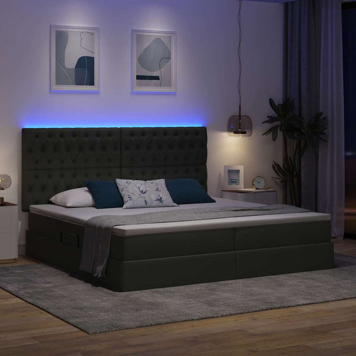 Pat cu lumini cu bandă LED Gri închis 200 x 200 cm țesătură - WALTI WALTI