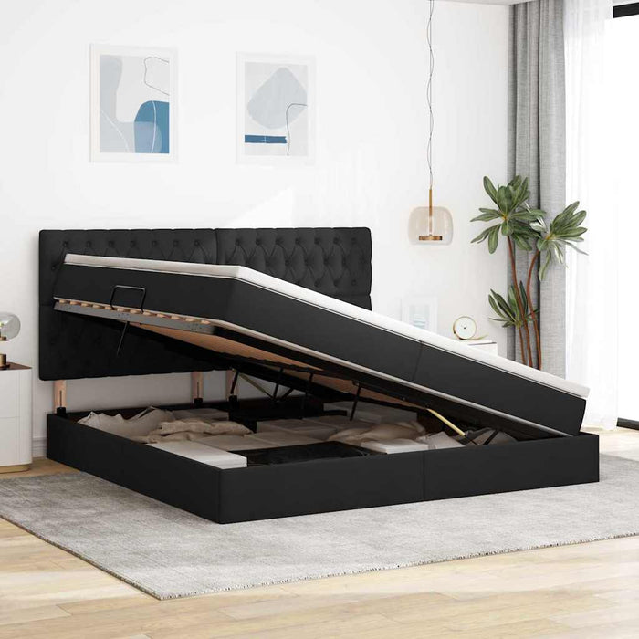 Pat cu lumini cu bandă LED Negru 200 x 200 cm țesătură - WALTI WALTI