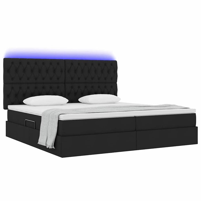Pat cu lumini cu bandă LED Negru 200 x 200 cm țesătură - WALTI WALTI