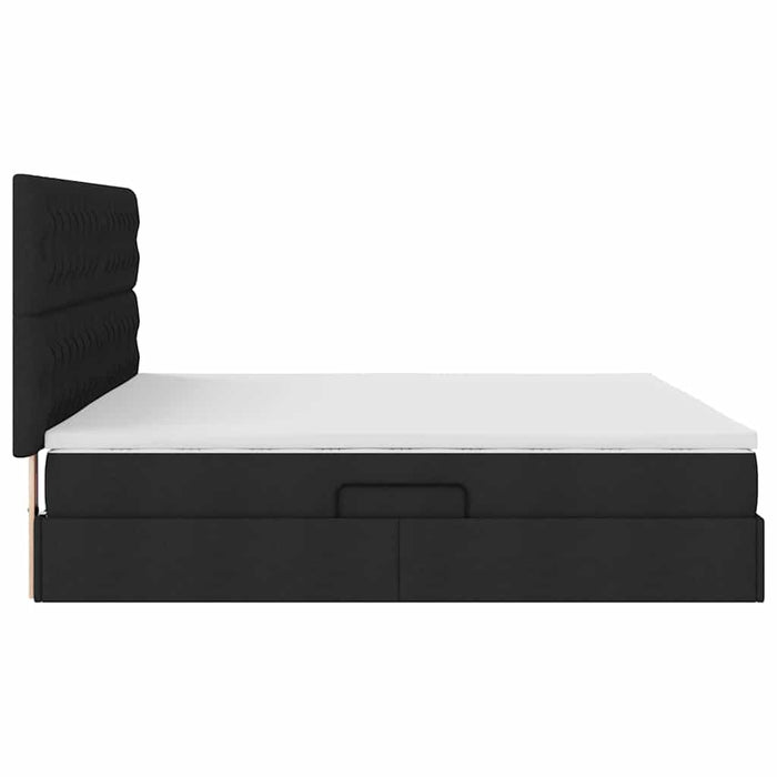 Pat cu lumini cu bandă LED Negru 200 x 200 cm țesătură - WALTI WALTI