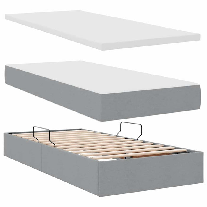 Pat cu saltea și LED cu led Gri deschis 90 x 200 cm Poliester - WALTI WALTI