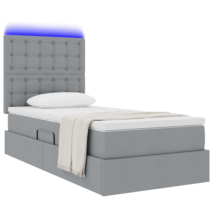 Pat cu saltea și LED cu led Gri deschis 100 x 200 cm Poliester - WALTI WALTI