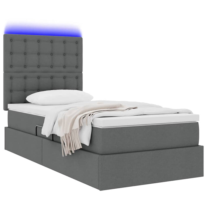 Pat cu saltea și LED cu led Gri închis 100 x 200 cm Poliester - WALTI WALTI