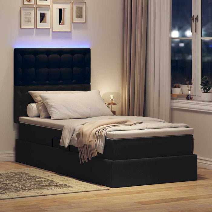 Pat cu saltea și LED cu saltea Negru 100 x 200 cm Poliester - WALTI WALTI