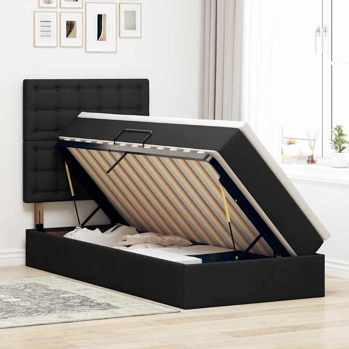 Pat cu saltea și LED cu saltea Negru 100 x 200 cm Poliester - WALTI WALTI