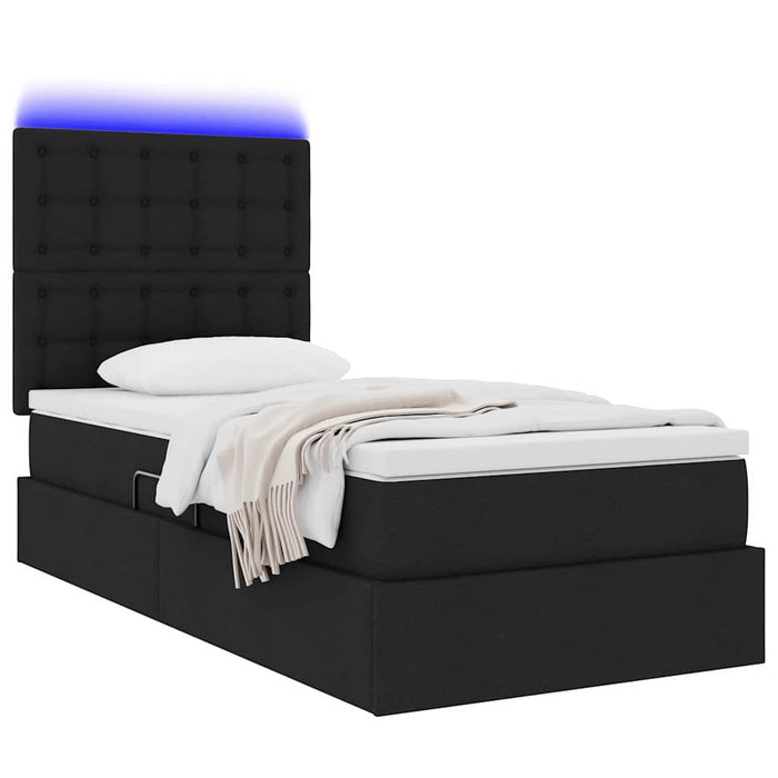 Pat cu saltea și LED cu saltea Negru 100 x 200 cm Poliester - WALTI WALTI
