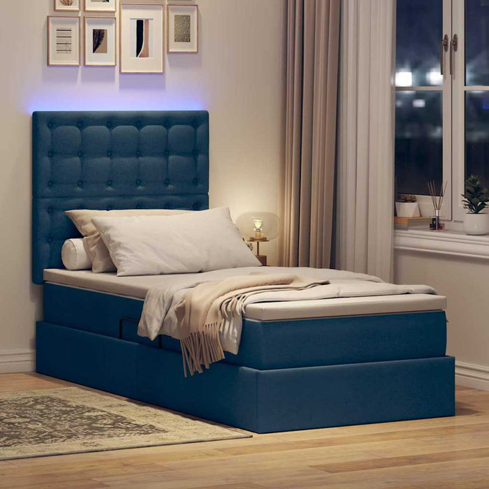 Pat cu saltea și LED cu saltea albastru 100 x 200 cm Poliester - WALTI WALTI
