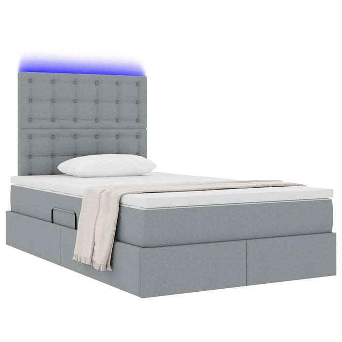 Pat cu saltea și LED Gri deschis 120 x 190 cm Poliester - WALTI WALTI