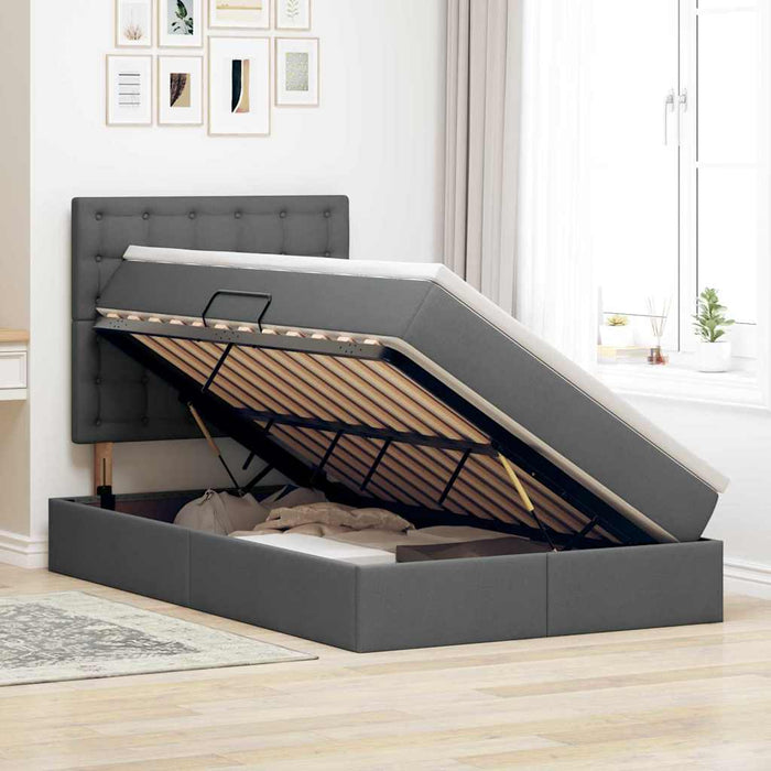 Pat cu saltea și LED Gri închis 120 x 190 cm Poliester - WALTI WALTI