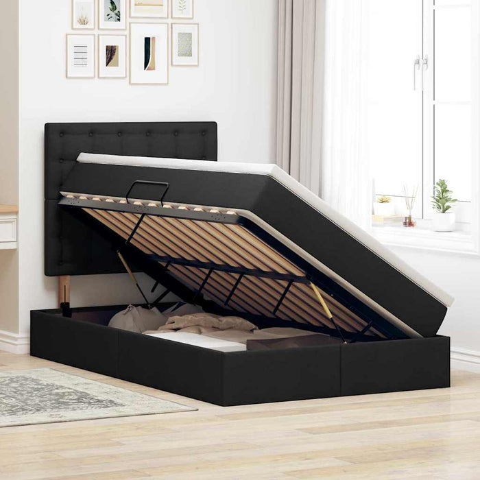 Pat cu saltea și LED cu saltea Negru 120 x 190 cm Poliester - WALTI WALTI
