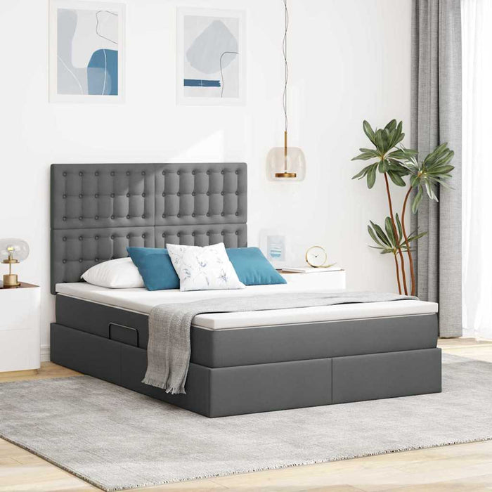 Pat cu lumini cu bandă LED Gri închis 140 x 190 cm țesătură - WALTI WALTI