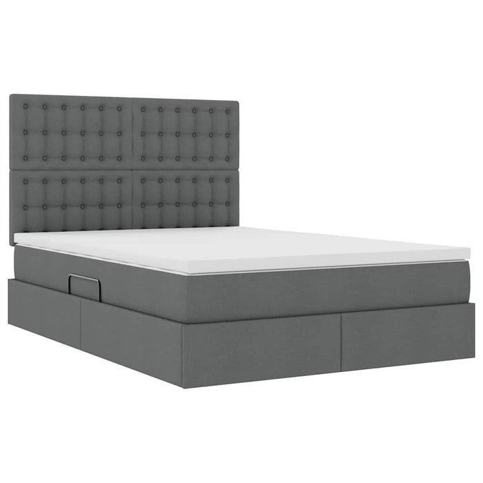 Pat cu lumini cu bandă LED Gri închis 140 x 190 cm țesătură - WALTI WALTI