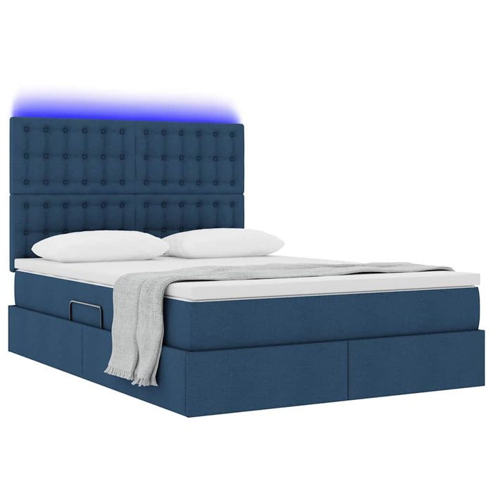 Pat cu saltea și LED cu saltea albastru 140 x 190 cm Poliester - WALTI WALTI