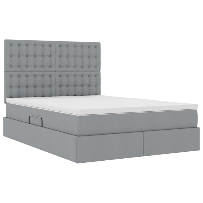 Pat cu lumini cu bandă LED Gri deschis 140 x 200 cm țesătură - WALTI WALTI