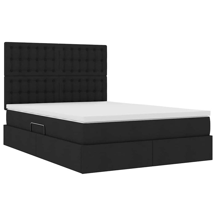 Pat cu lumini cu bandă LED Negru 140 x 200 cm țesătură - WALTI WALTI