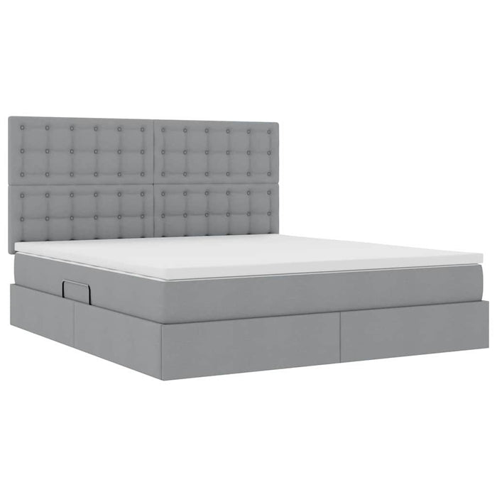 Pat cu lumini cu bandă LED Gri deschis 160 x 200 cm țesătură - WALTI WALTI