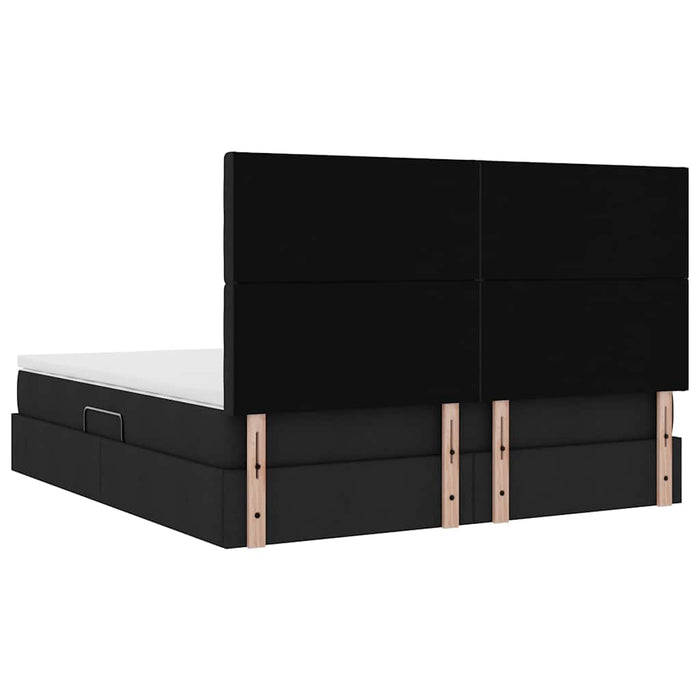 Pat cu lumini cu bandă LED Negru 160 x 200 cm țesătură - WALTI WALTI