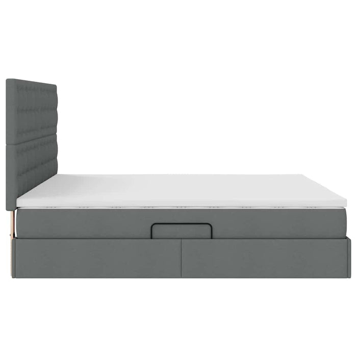 Pat cu lumini cu bandă LED Gri închis 180 x 200 cm țesătură - WALTI WALTI