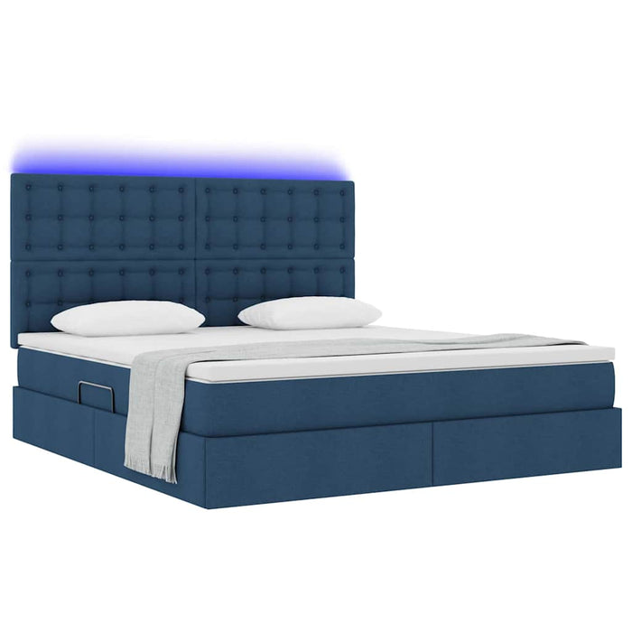 Pat cu lumini cu bandă LED albastru 180 x 200 cm țesătură - WALTI WALTI