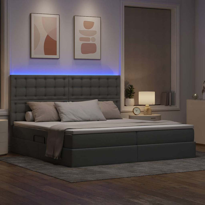 Pat cu lumini cu bandă LED Gri deschis 200 x 200 cm țesătură - WALTI WALTI