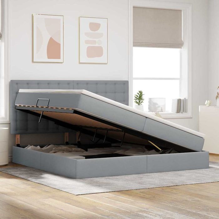 Pat cu lumini cu bandă LED Gri deschis 200 x 200 cm țesătură - WALTI WALTI