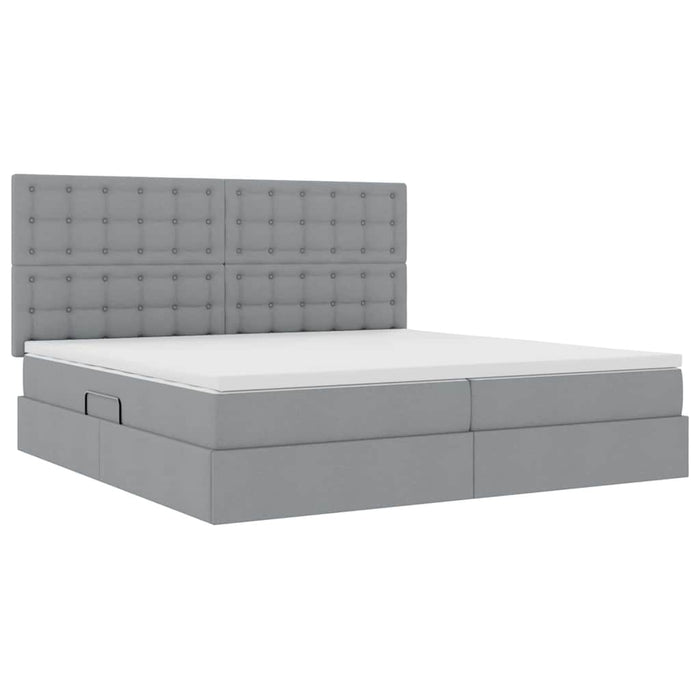 Pat cu lumini cu bandă LED Gri deschis 200 x 200 cm țesătură - WALTI WALTI