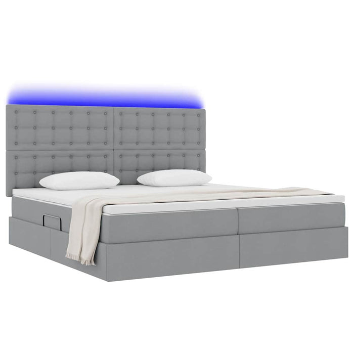 Pat cu lumini cu bandă LED Gri deschis 200 x 200 cm țesătură - WALTI WALTI