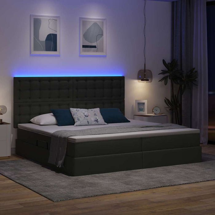 Pat cu lumini cu bandă LED Gri închis 200 x 200 cm țesătură - WALTI WALTI