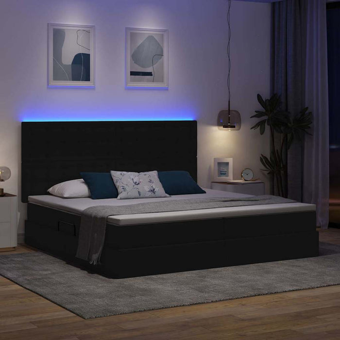 Pat cu lumini cu bandă LED Negru 200 x 200 cm țesătură - WALTI WALTI