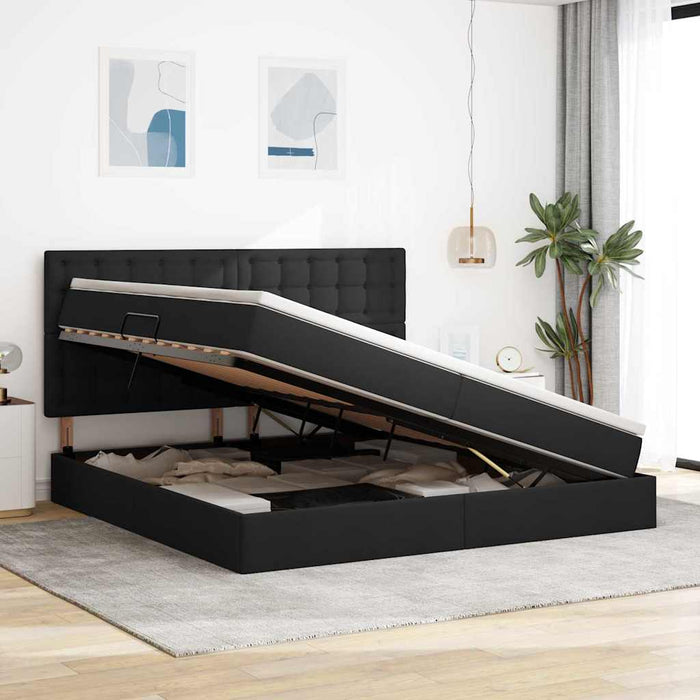 Pat cu lumini cu bandă LED Negru 200 x 200 cm țesătură - WALTI WALTI